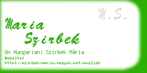 maria szirbek business card