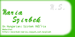 maria szirbek business card